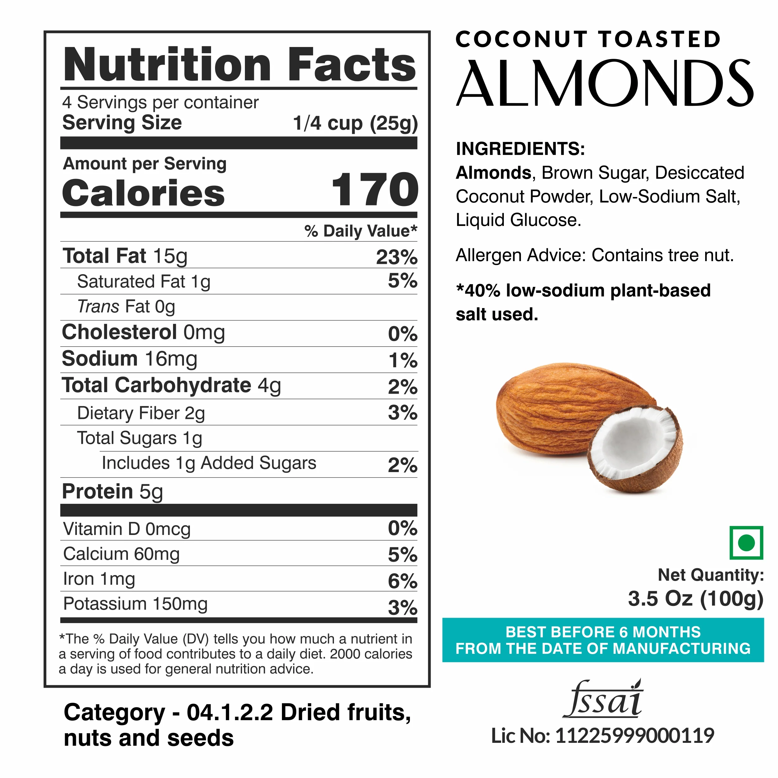 Ella Foods Assorted Nut Pack (Pack of 3 x 100g) | Peri Peri Almonds, Coconut Toasted Almonds & Chilli Lime Cashews | 40% Low Sodium | Roasted & Flavoured Nuts | 6-Month Shelf Life - Image 7
