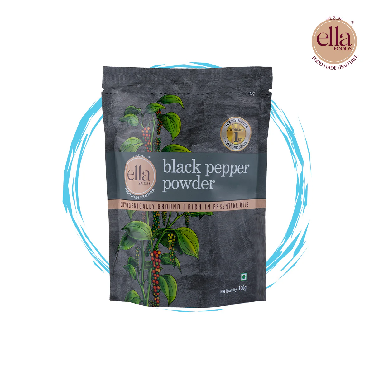 Ella Foods Black Pepper (Kali Mirch) Powder | 100g | 100% Pure & Natural | Cryogenically Ground | Bold Aroma & Heat | 18-Month Shelf Life | No Additives - Image 3