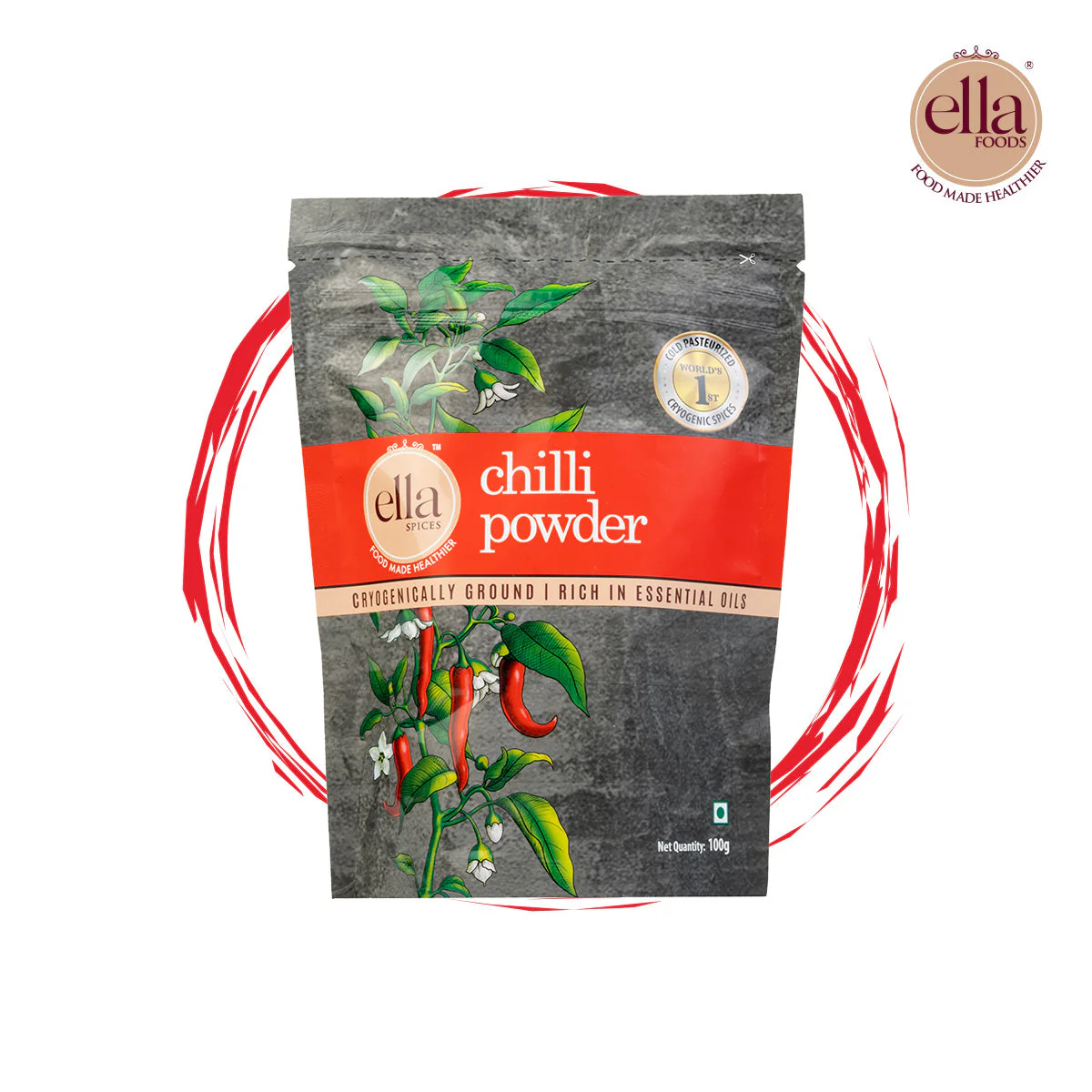 Ella Foods Chilli & Coriander Powder Combo | Pack of 4 (100g Each) | 2 x Chilli + 2 x Coriander | Cryogenically Ground Spices | 100% Pure | 18-Month Shelf Life | No Additives - Image 4