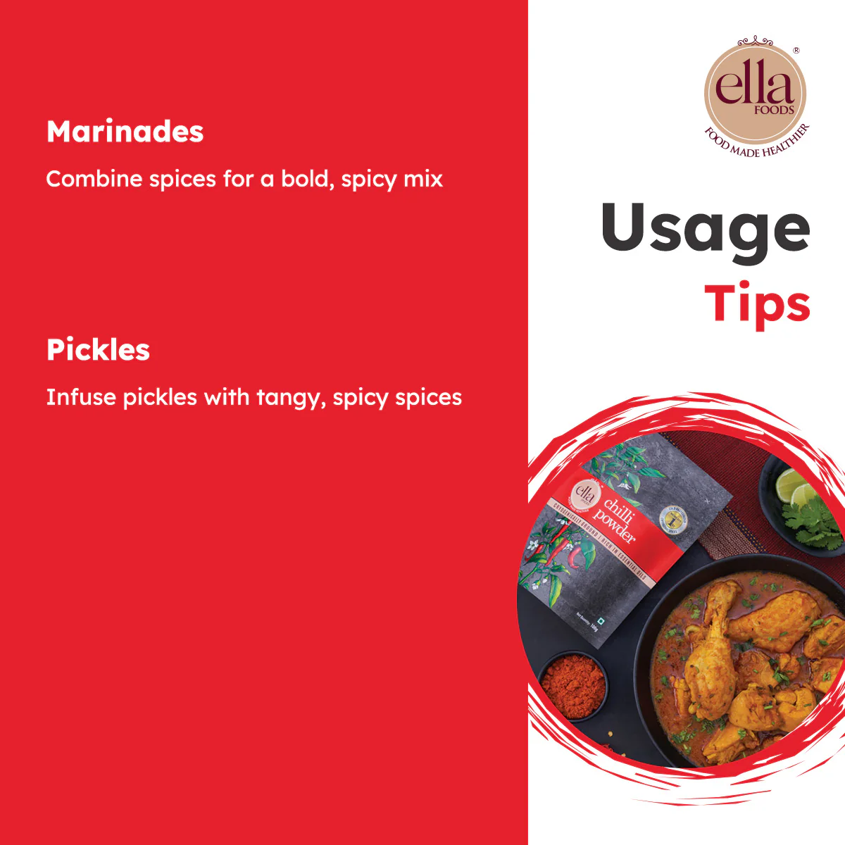 Ella Foods Chilli Powder | Pack of 4 (100g Each) | 100% Pure & Natural | Cryogenically Ground for Freshness | 18-Month Shelf Life | No Additives or Preservatives - Image 4