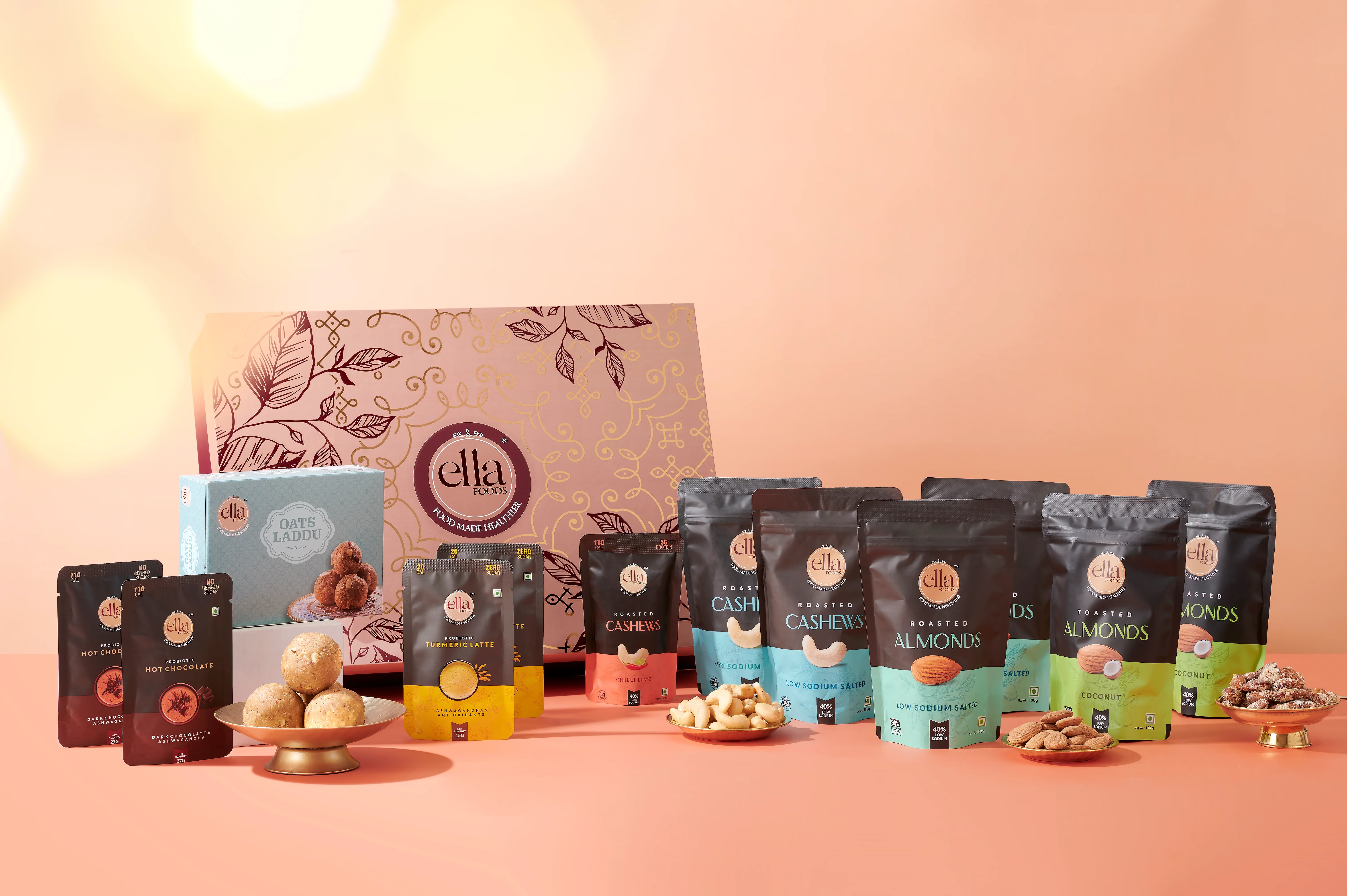 Ella Foods Majestic Gift Hamper | Luxurious Festive Gift Box with Roasted Nuts & Beverages | Perfect for Diwali, Weddings & Corporate Gifting - Image 3