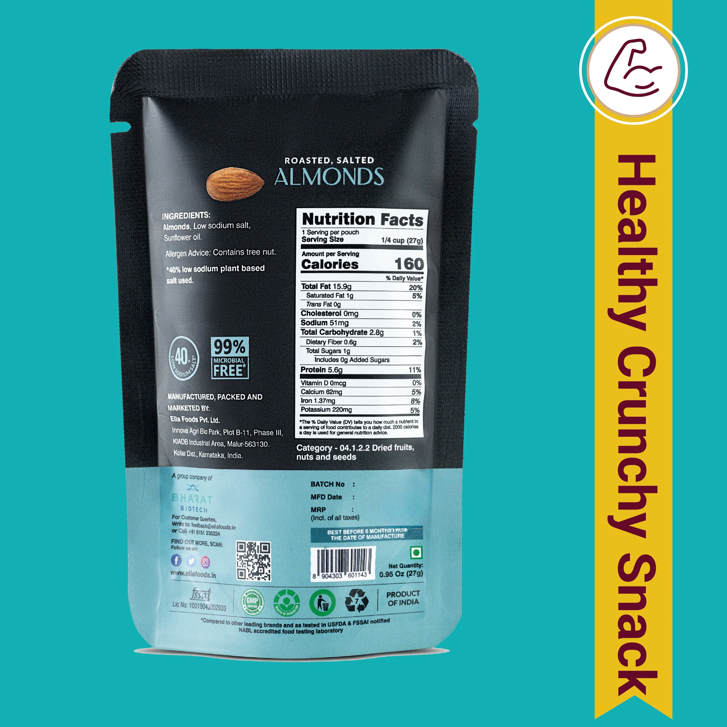 Ella Foods Assorted Mini Nuts Pack (10 x 27g) | Roasted Almonds & Cashews | 40% Low Sodium | Healthy On-the-Go Snack | Travel-Friendly | 6-Month Shelf Life - Image 4