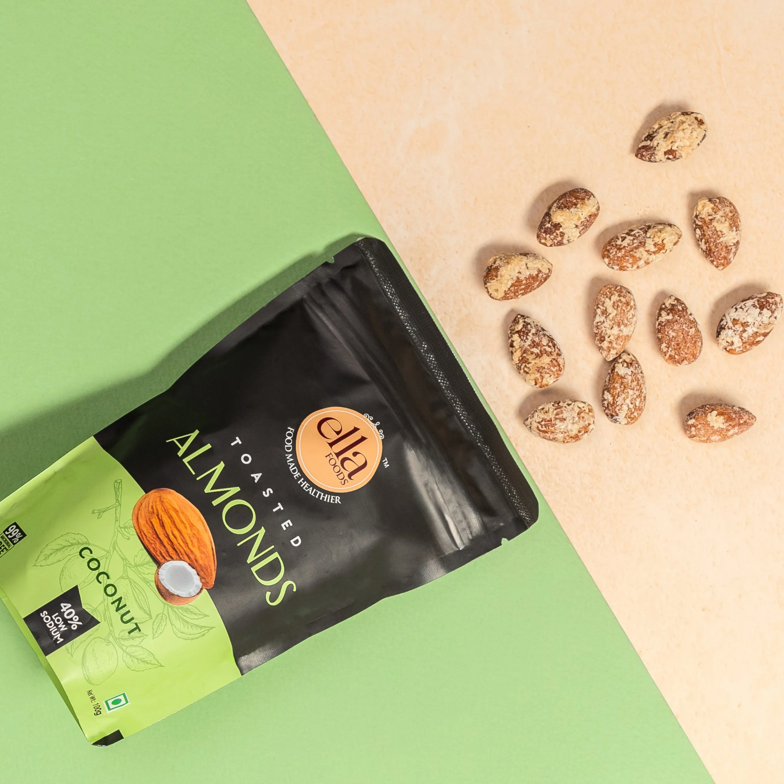 Ella Foods Assorted Nuts Pack (4 x 100g) | Chilli Lime Cashews, Salted Cashews, Peri Peri Almonds & Coconut Toasted Almonds | 40% Low Sodium | Roasted Nut Snacks | 6-Month Shelf Life - Image 8