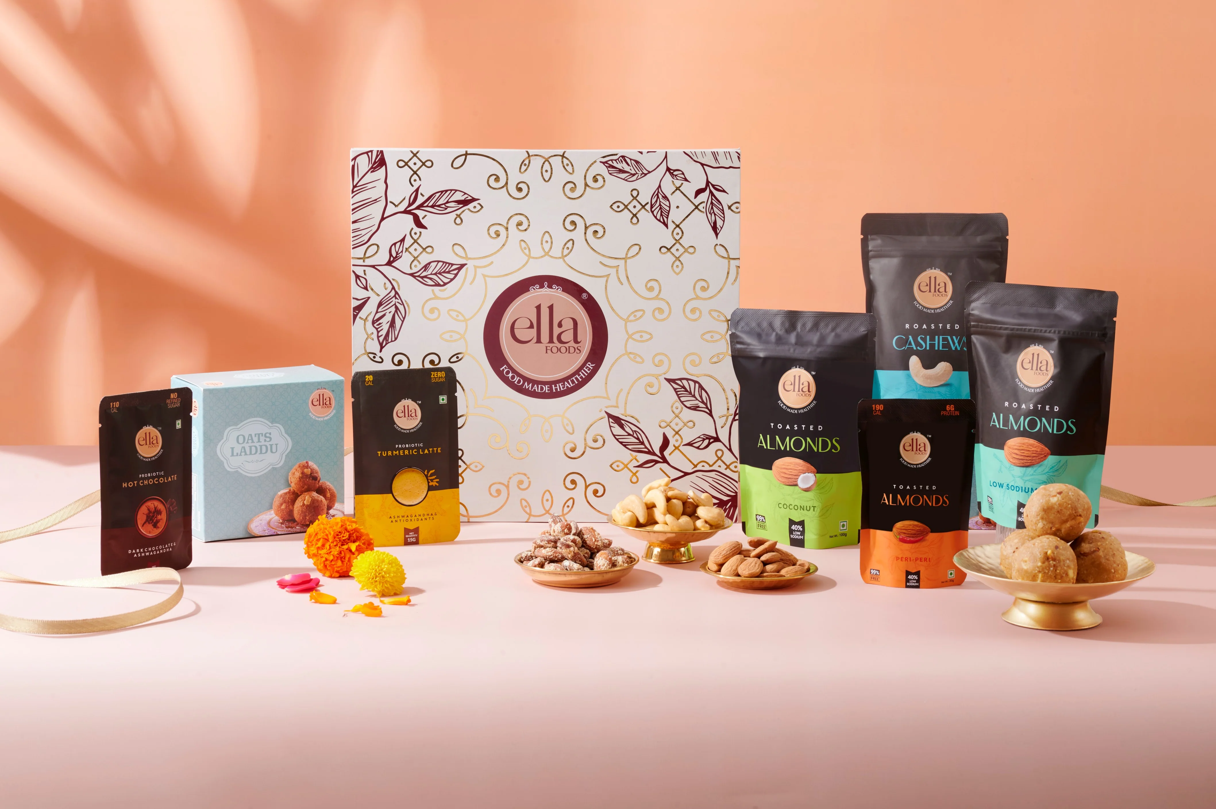 Ella Foods Regal Gift Hamper | Premium Festive Gift Box with Roasted Nuts & Wellness Beverages | Perfect for Diwali, Weddings & Corporate Gifting - Image 3