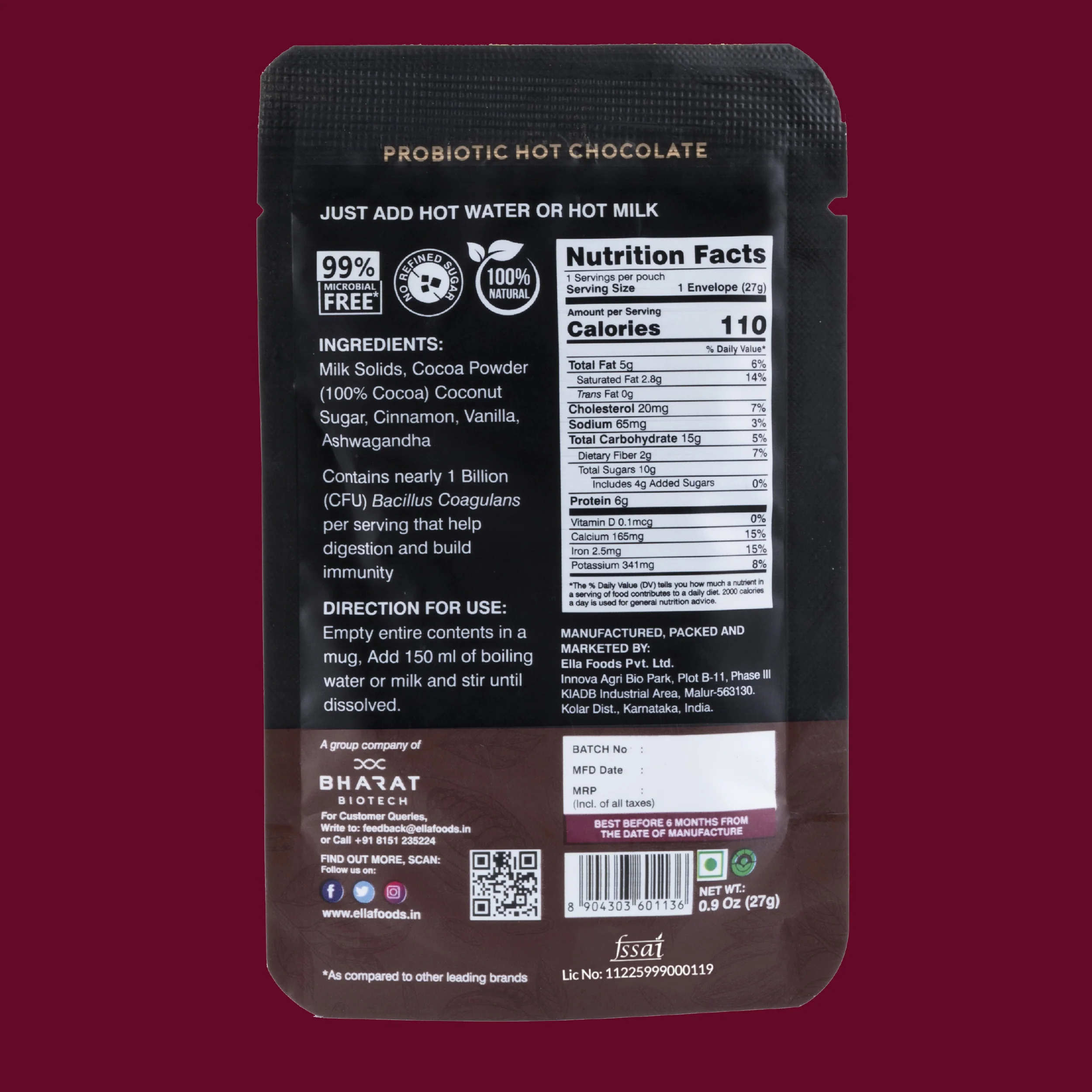 Ella Foods Cozy Indulgence Combo | Coconut Toasted Almonds (100g) & Hot Chocolate (27g x 2) | 40% Low Sodium Roasted Almonds | Healthy Snack & Beverage Gift Pack - Image 6