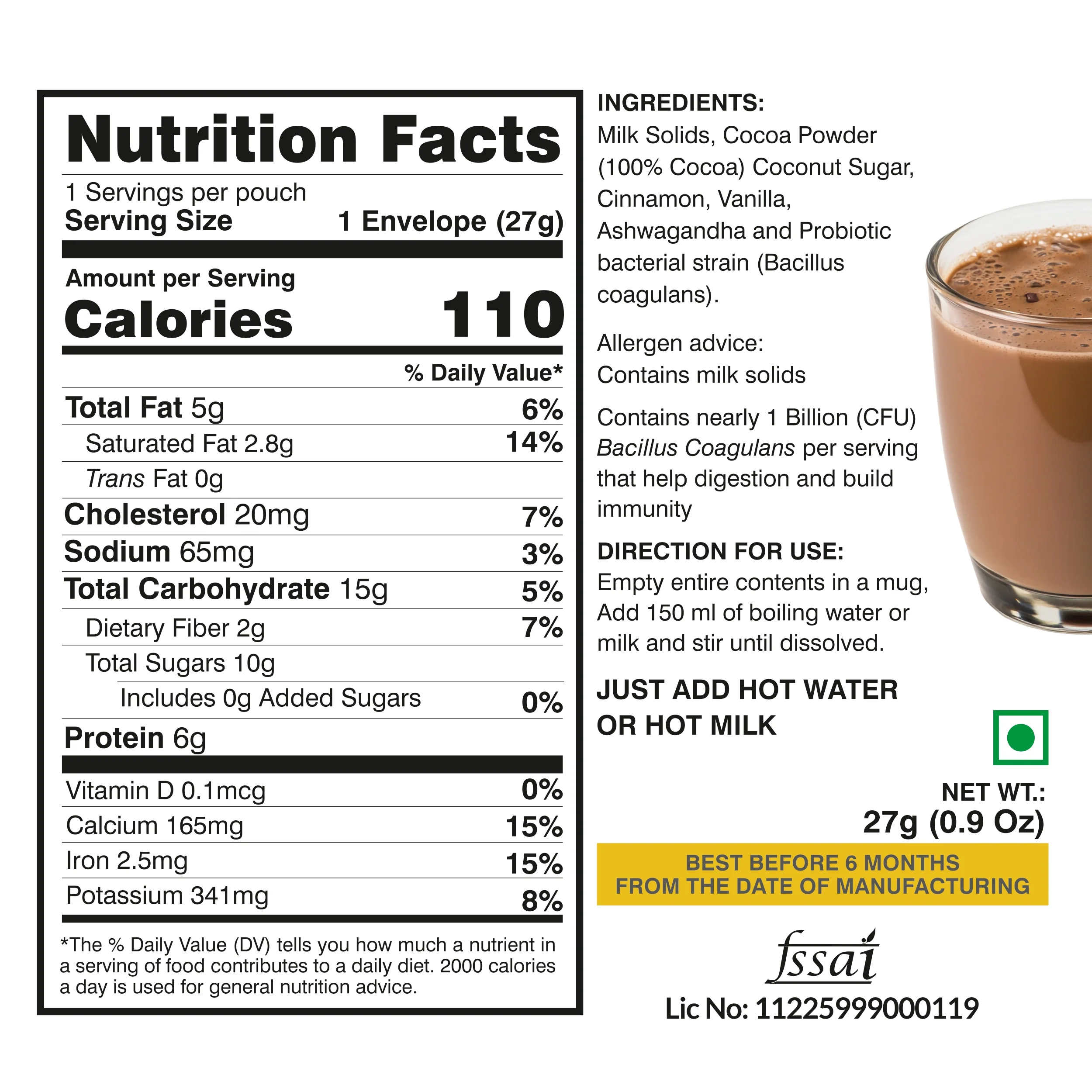 Ella Foods Cozy Indulgence Combo | Coconut Toasted Almonds (100g) & Hot Chocolate (27g x 2) | 40% Low Sodium Roasted Almonds | Healthy Snack & Beverage Gift Pack - Image 9