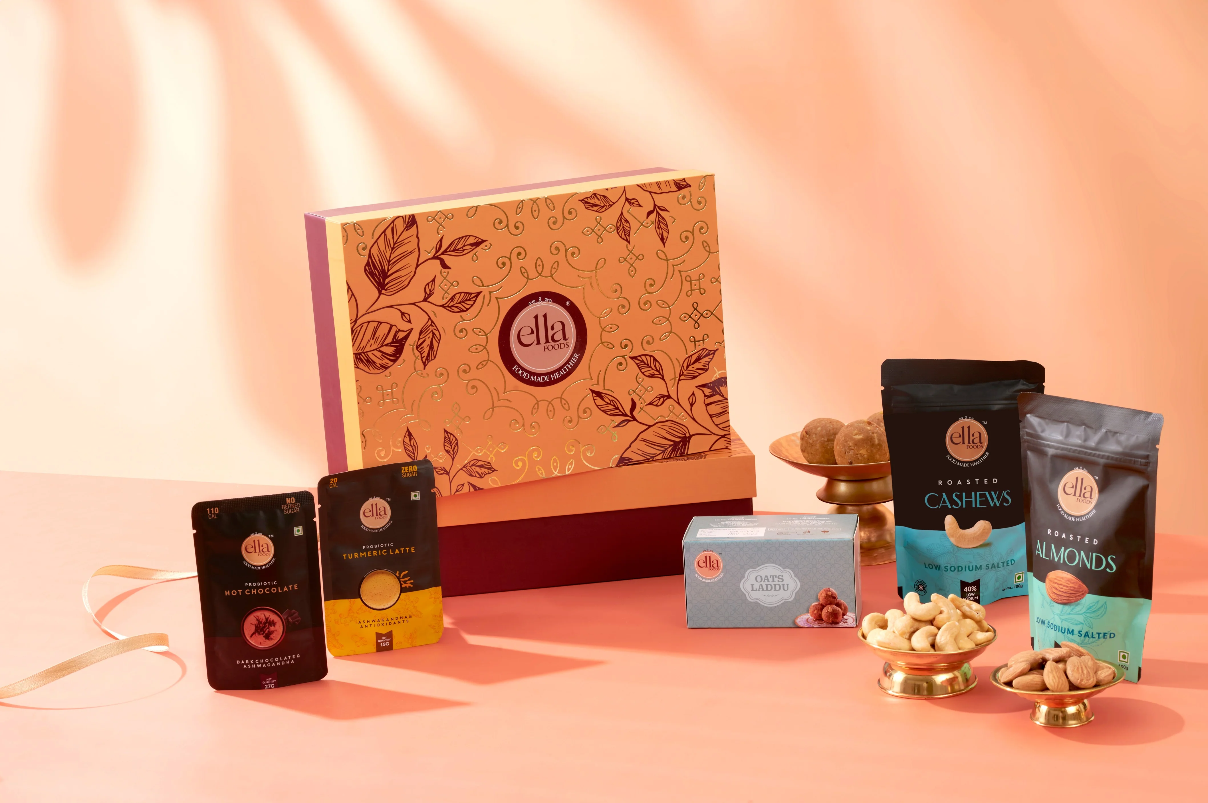 Ella Foods Imperial Gift Hamper | Premium Festive Gift Box with Roasted Nuts & Wellness Beverages | Perfect for Diwali, Weddings & Corporate Gifting - Image 3