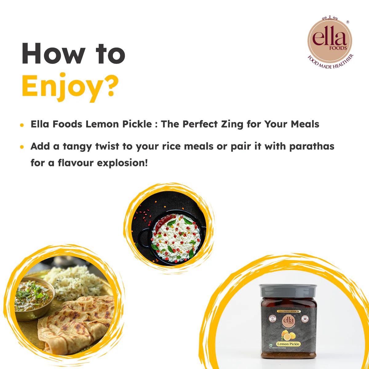 Ella Foods Lemon Pickle | 250g | Low Sodium | Cold-Pressed Sesame Oil | 12-Month Shelf Life | Fermented Indian Pickle - Image 4