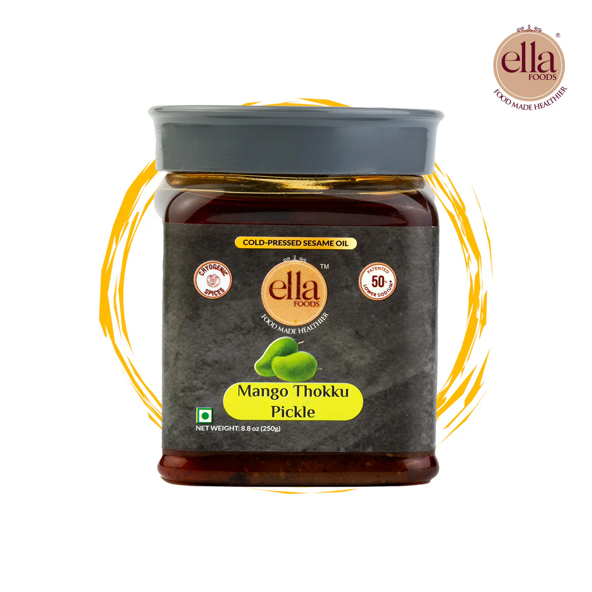 Ella Foods Mango Thokku Pickle | 250g | Low Sodium | Cold-Pressed Sesame Oil | 12 Months Shelf Life | Authentic South Indian Pickle - Image 3