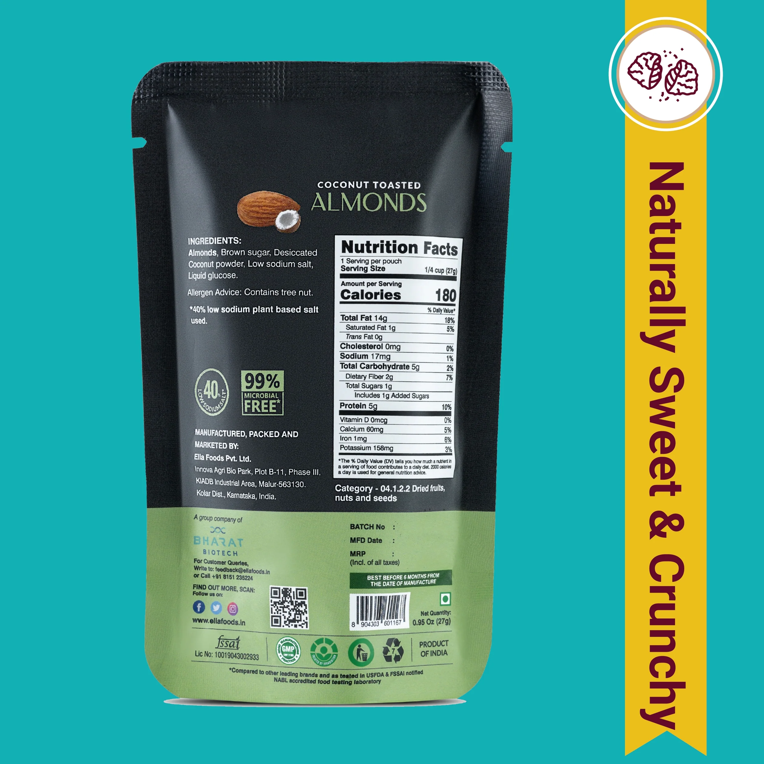 Ella Foods Assorted Mini Nuts Pack (5 x 27g) | Roasted Almonds & Cashews | 40% Low Sodium | Healthy Travel Snack | Portion Packs | 6-Month Shelf Life - Image 10