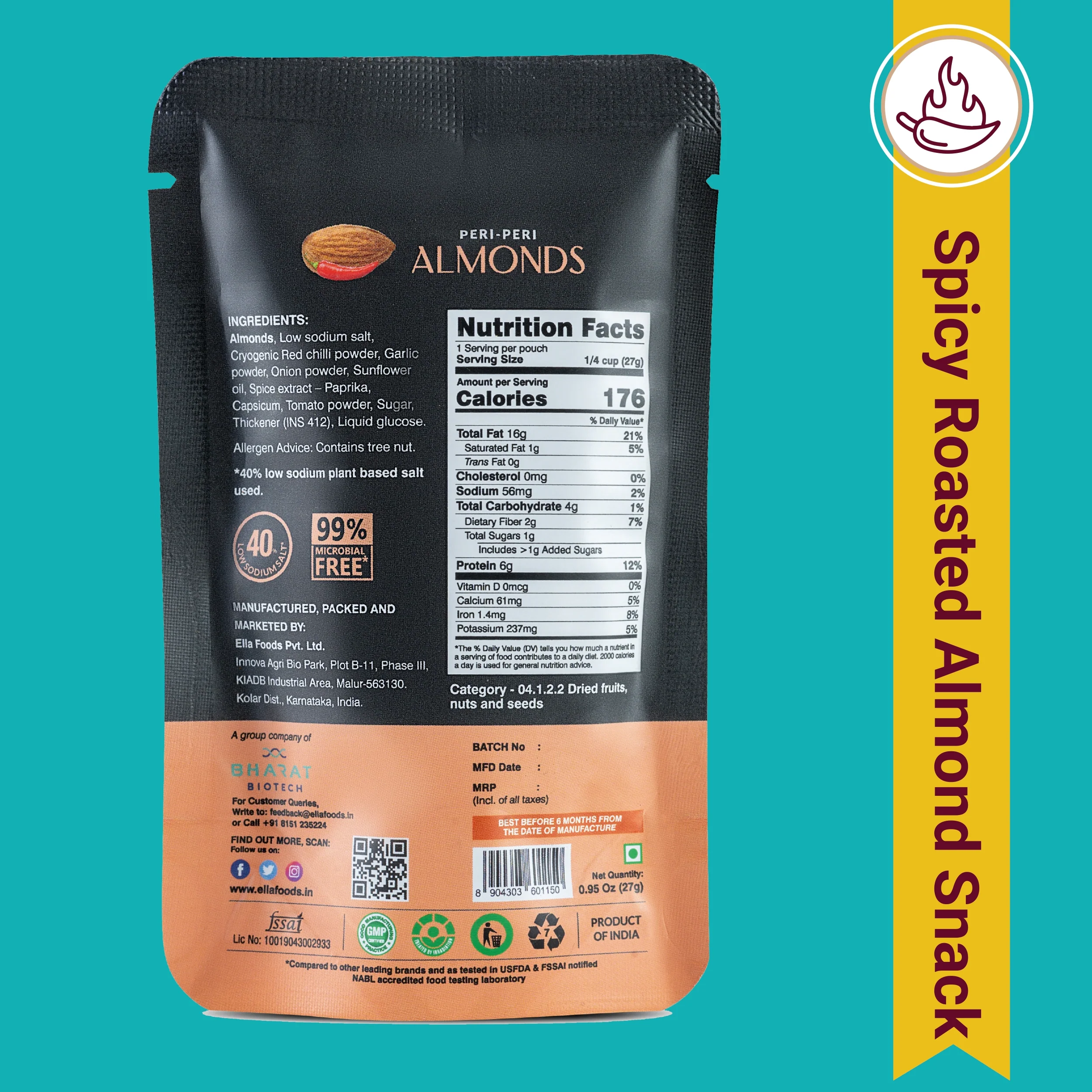 Ella Foods Assorted Mini Nuts Pack (5 x 27g) | Roasted Almonds & Cashews | 40% Low Sodium | Healthy Travel Snack | Portion Packs | 6-Month Shelf Life - Image 16