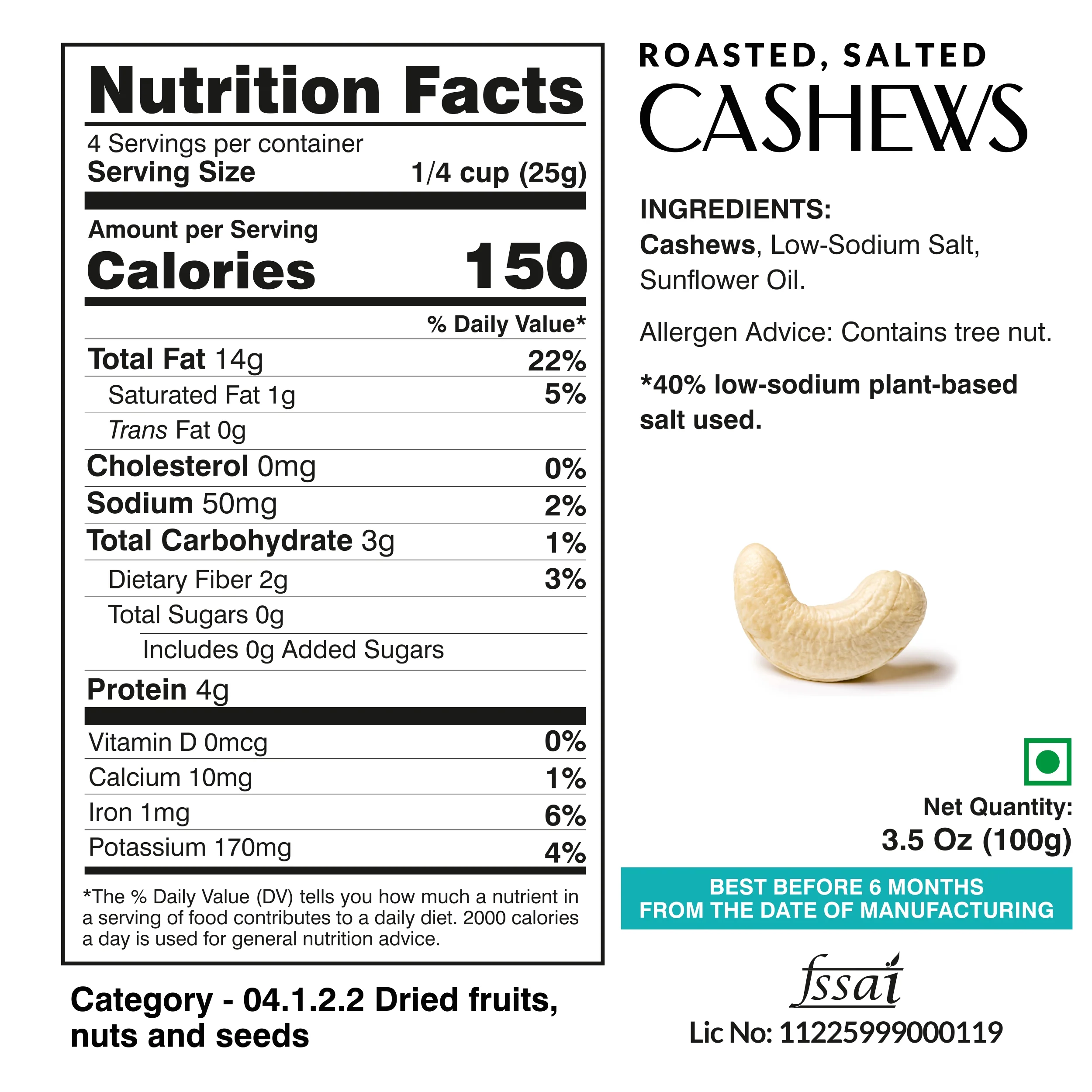 Ella Foods Salted Cashews & Chilli Lime Cashews Combo | Pack of 2 x 100g | 40% Low Sodium Salt | Roasted Cashew Snacks | Tangy & Classic Flavours | 6-Month Shelf Life - Image 4
