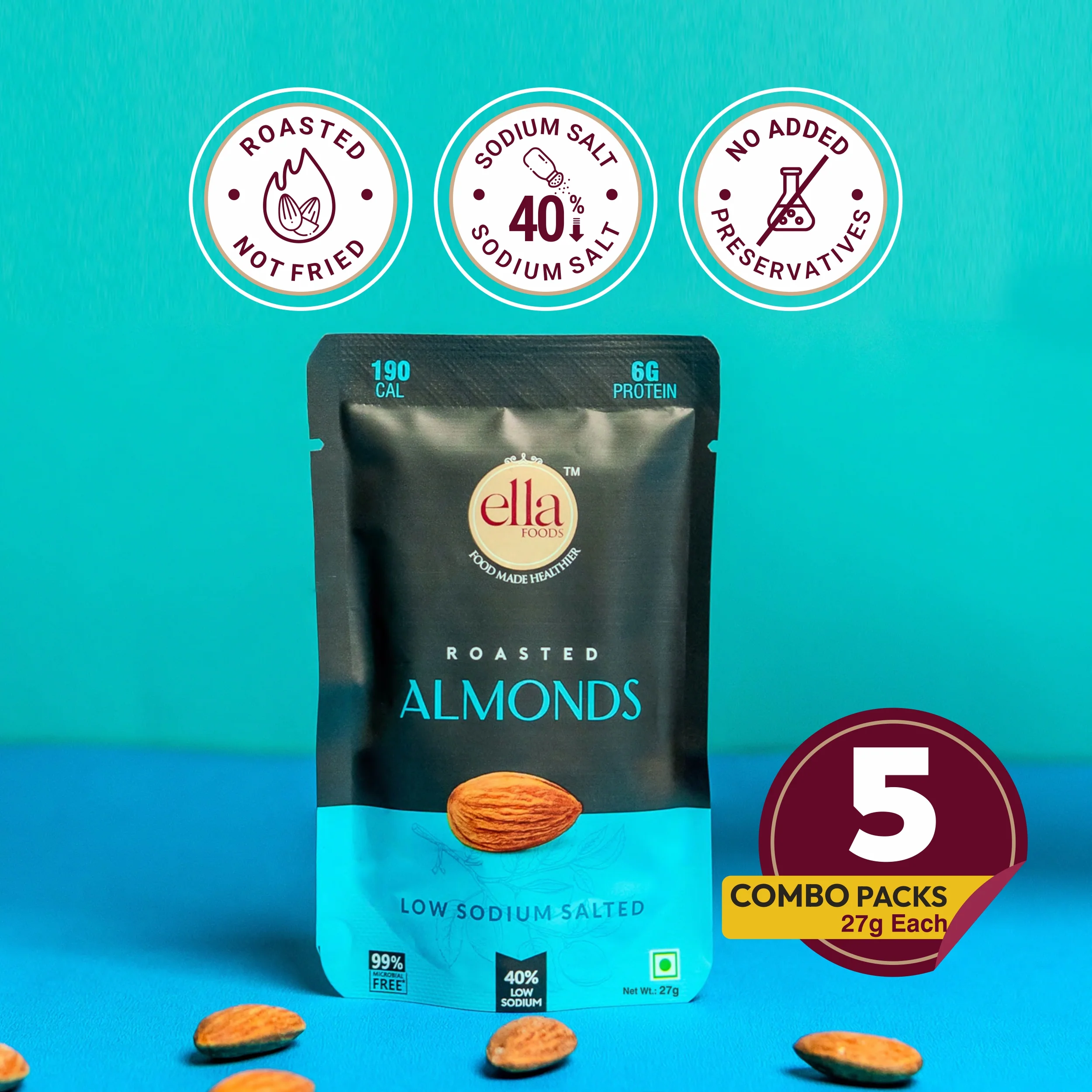 Ella Foods Smart Breakfast & Snack Combo | Tangy Millet Poha, Instant Probiotic Upma, Salted Almonds (27g) & Salted Cashews (27g) | Healthy Ready-to-Eat Breakfast & Snack Pack - Image 10