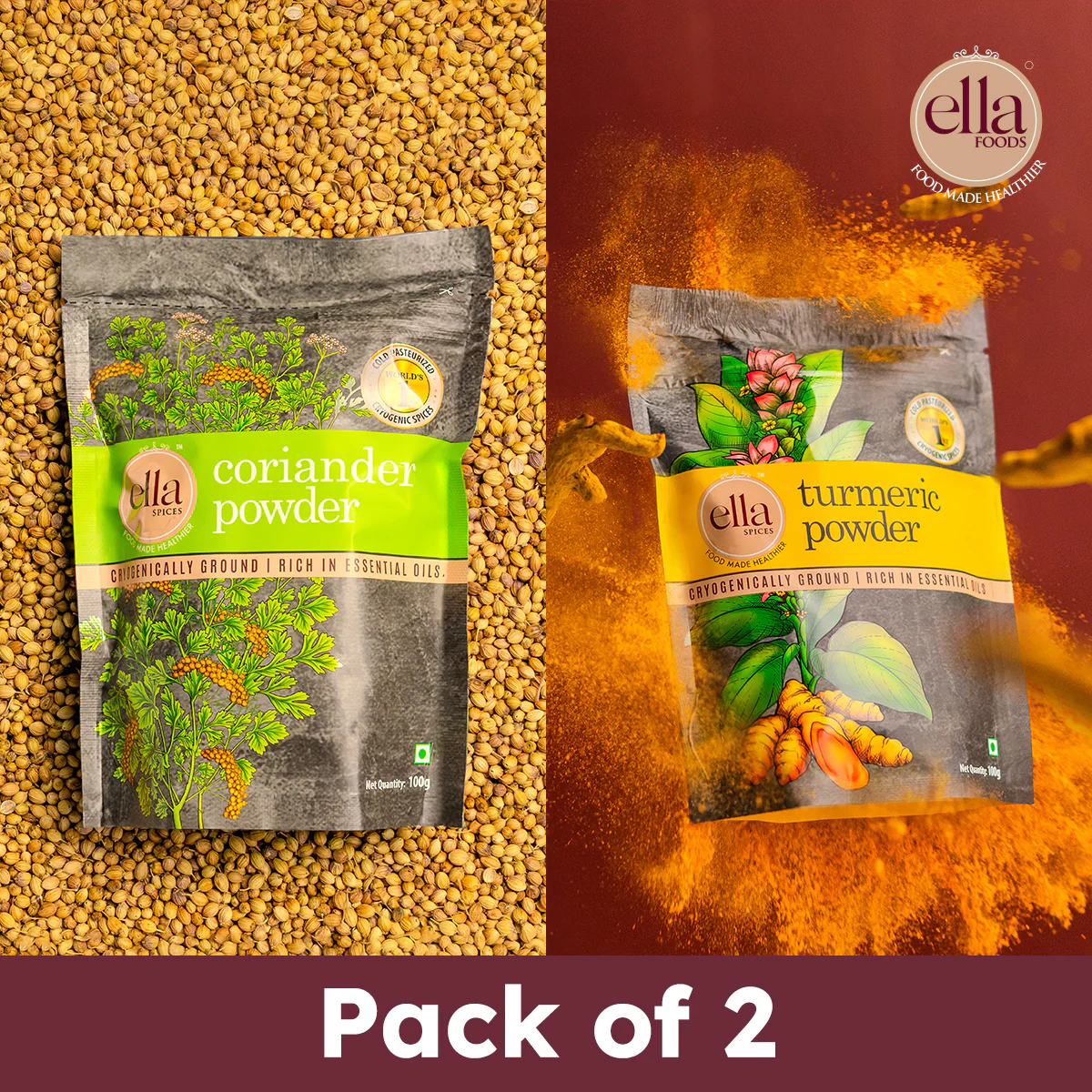 Coriander Powder & Turmeric Powder Combo - Pack of 2 - 100g Each - Image 2