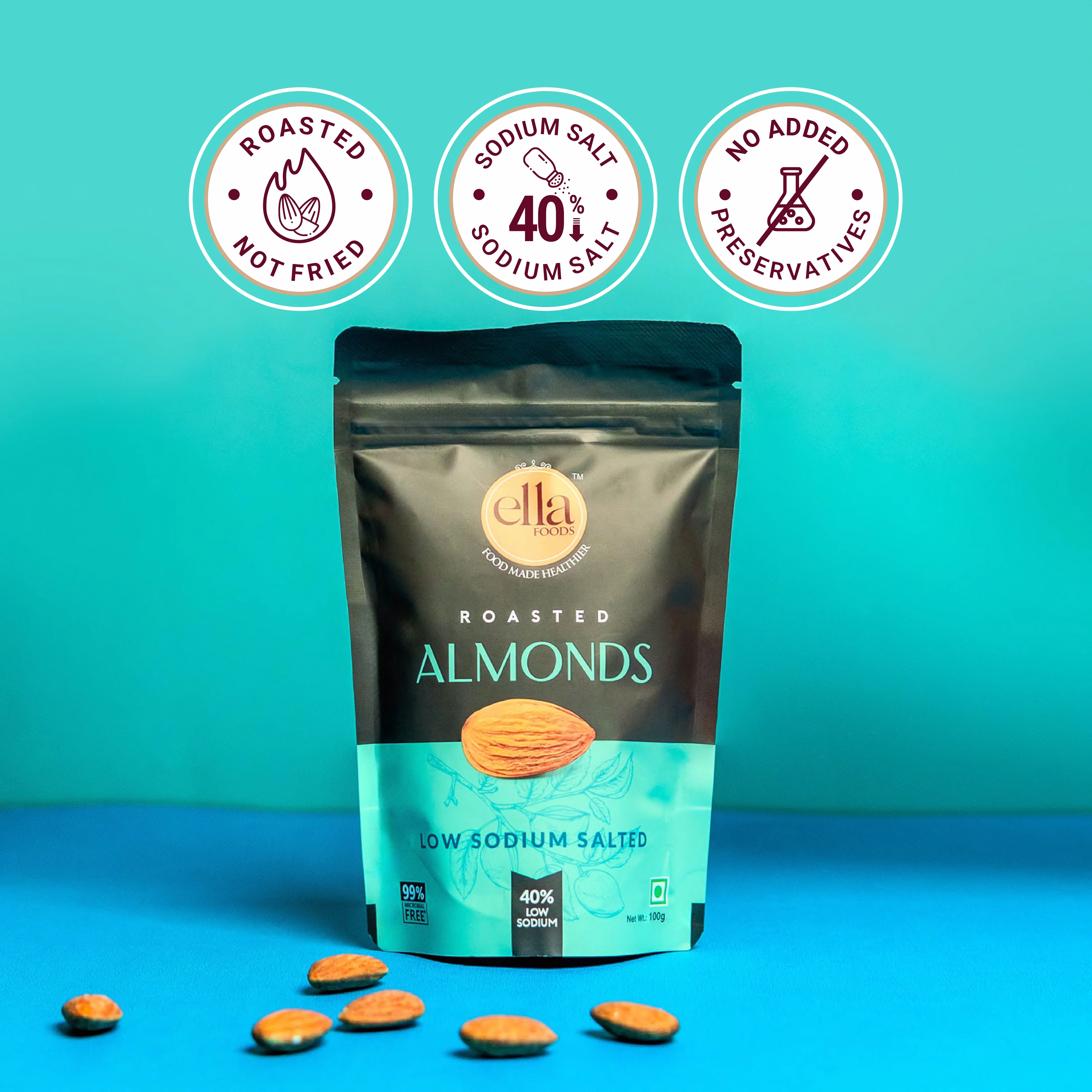 Ella Foods Wellness Indulgence Combo | Chilli Lime Cashews (100g), Salted Almonds (100g), Hot Chocolate (27g) & Instant Turmeric Latte (15g) | Healthy Snacks & Beverage Gift Pack - Image 5