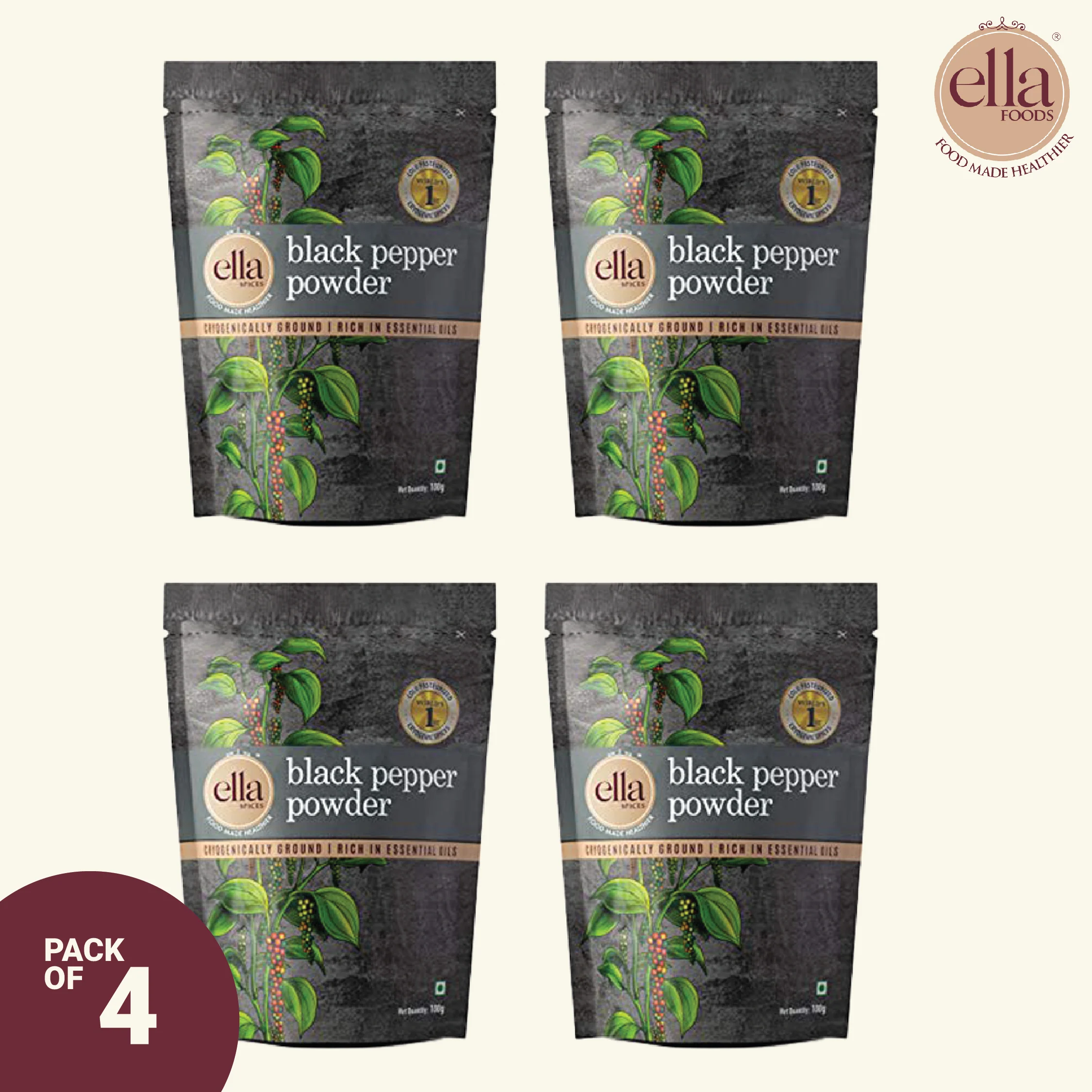 Ella Foods Spices Combo | Pack of 4 (100g Each) | Black Pepper, Chilli, Turmeric & Coriander Powder | Cryogenically Ground | 100% Pure | 2X Aroma | 18-Month Shelf Life - Image 5