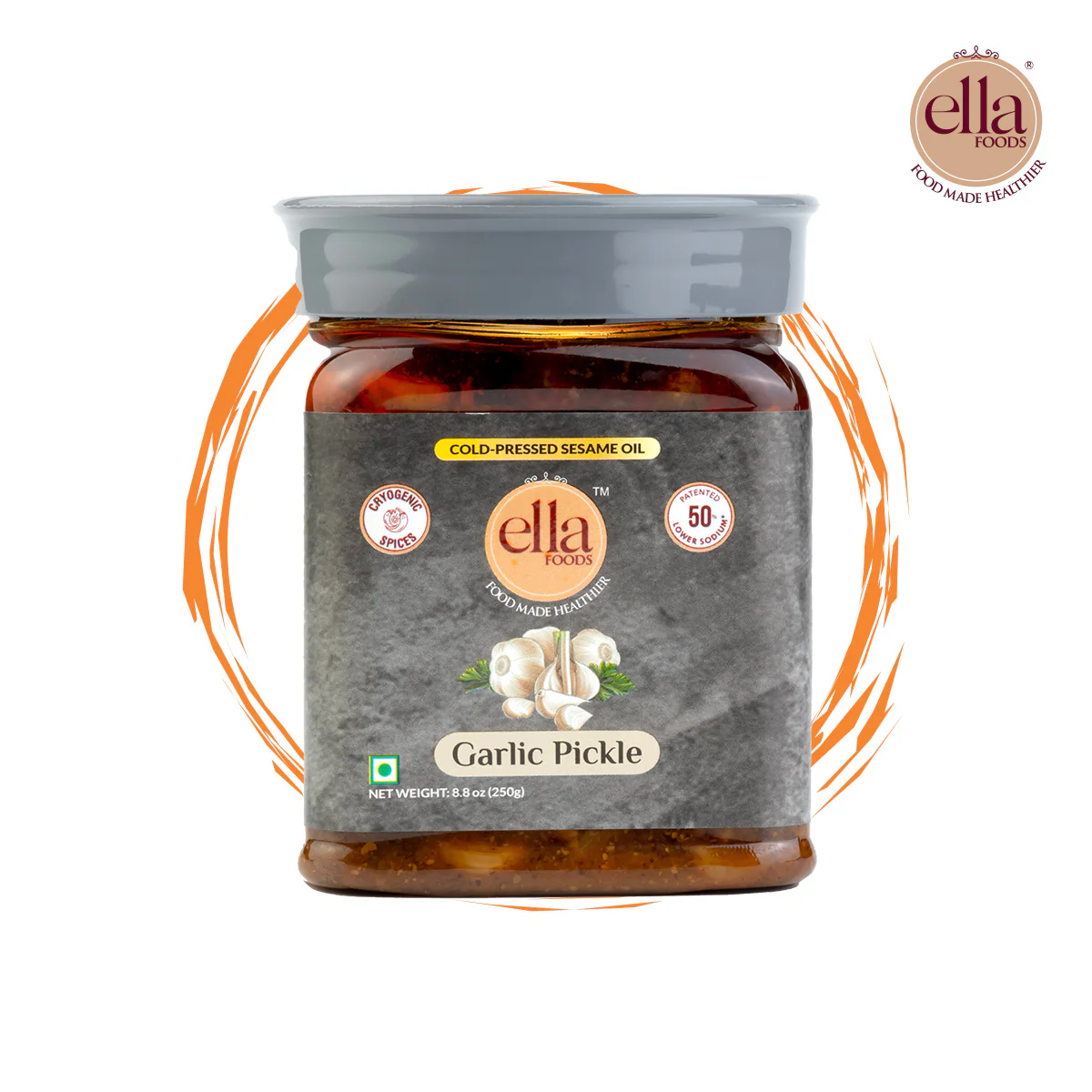 Ella Foods Garlic Pickle Combo Pack | 250g Each | Low Sodium | Cold-Pressed Sesame Oil | 12-Month Shelf Life | Traditional Fermented Pickle - Image 4