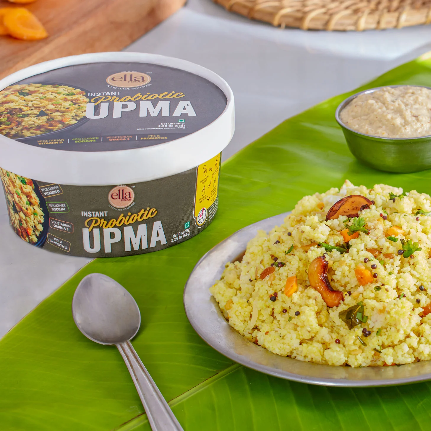 Ella Foods Probiotic Instant Upma | Ready to Eat | Added Pre & Probiotics | 65g | Shelf Life: 6 Months | Pack of 2 - Image 5
