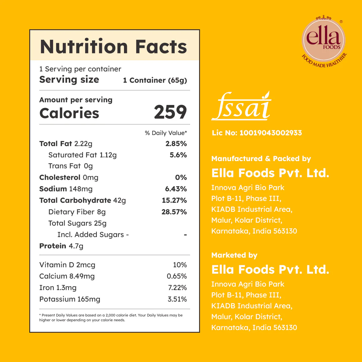 Ella Foods Probiotic Kesari Halwa | Ready to Eat | 65g Each | Shelf Life: 6 Months | Pack of 2 - Image 5