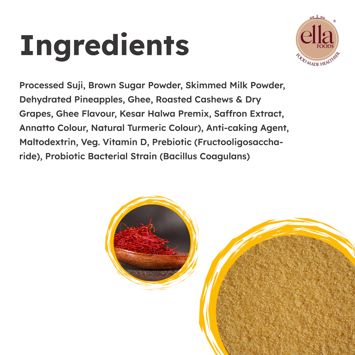 Ella Foods Probiotic Kesari Halwa | Ready to Eat | 65g Each | Shelf Life: 6 Months | Combo Pack - Image 5