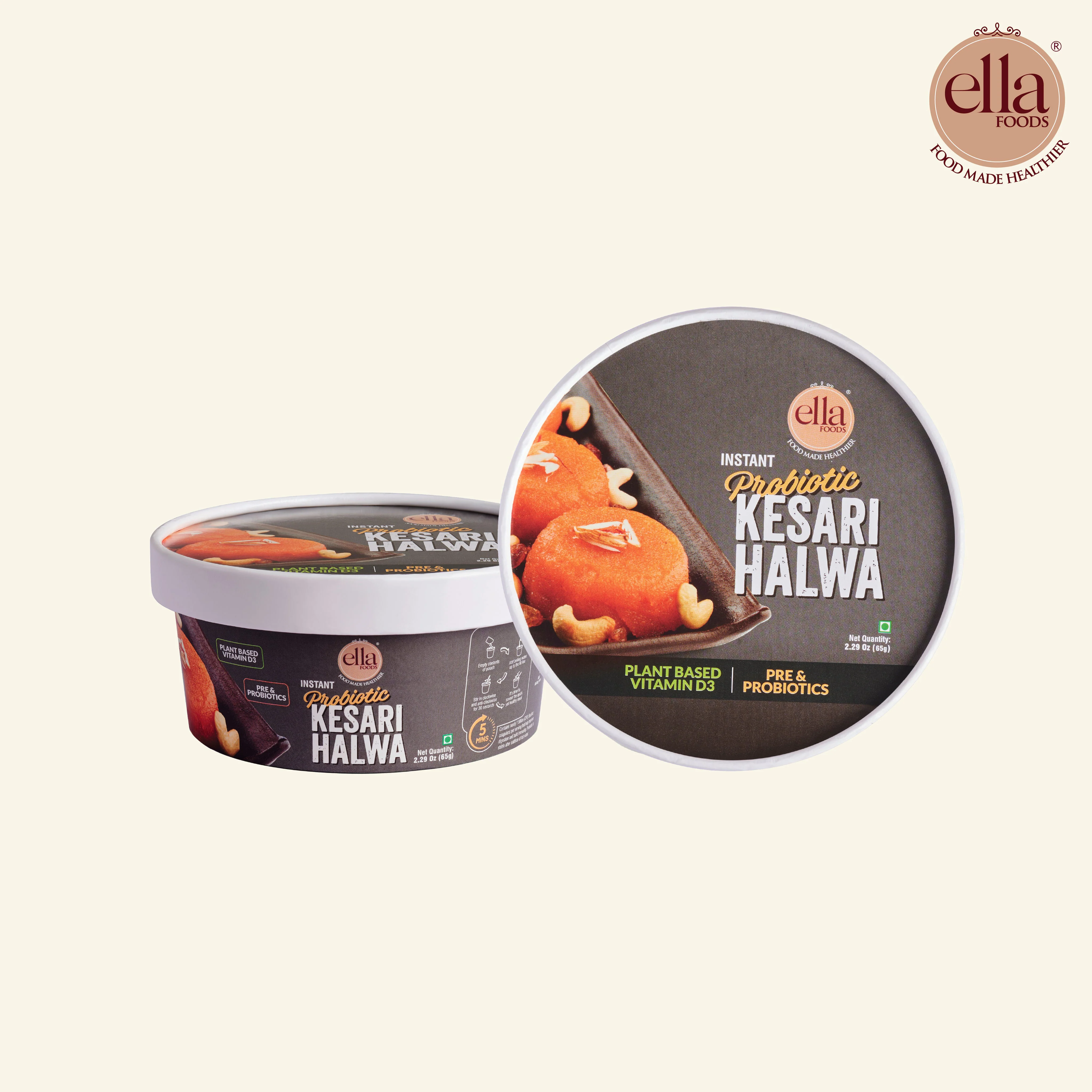 Ella Foods Probiotic Kesari Halwa | Ready to Eat | 65g Each | Shelf Life: 6 Months | Combo Pack - Image 7
