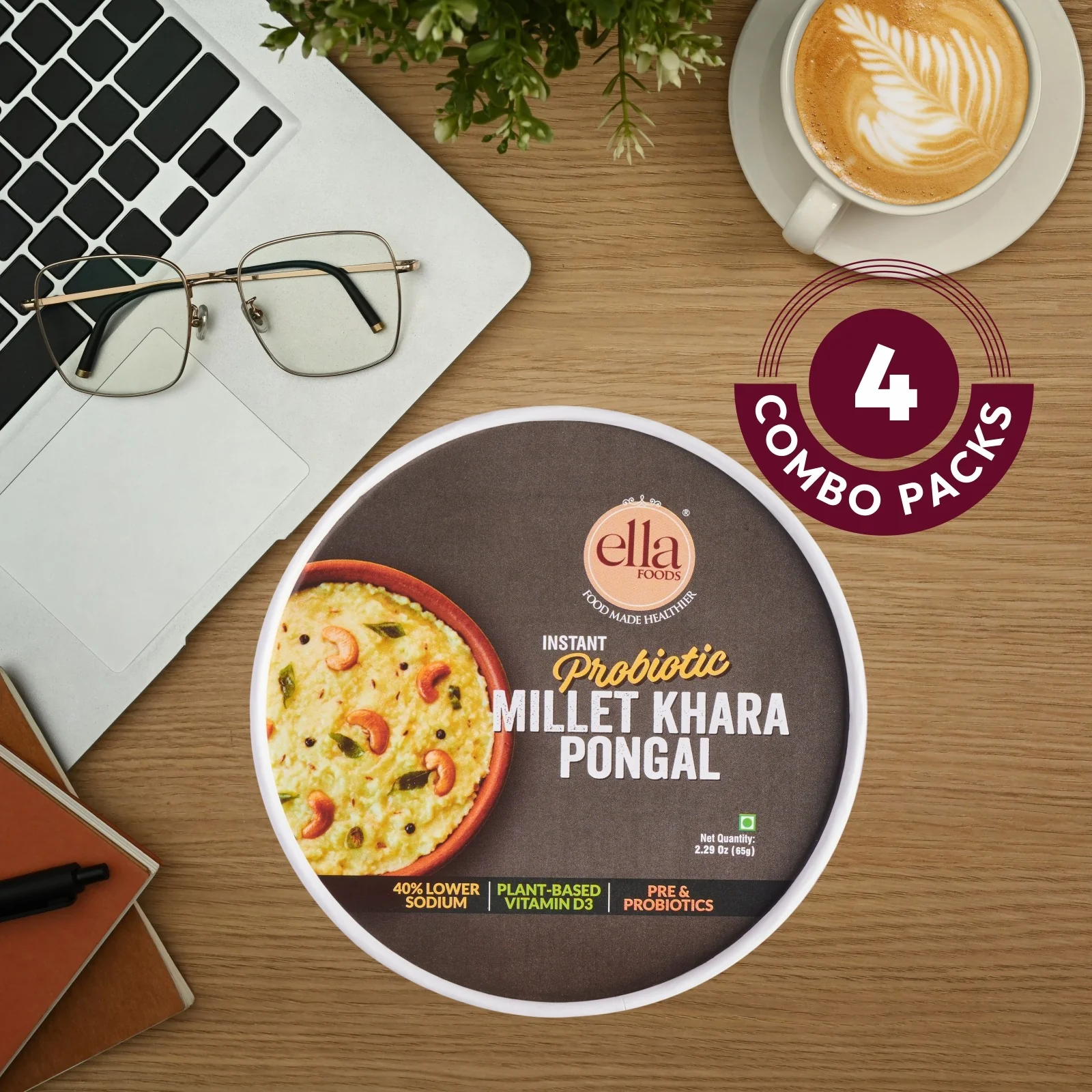 Ella Foods Probiotic Millet Khara Pongal | Ready to Eat | 65g Each | Shelf Life: 6 Months | Multi Pack - Image 7