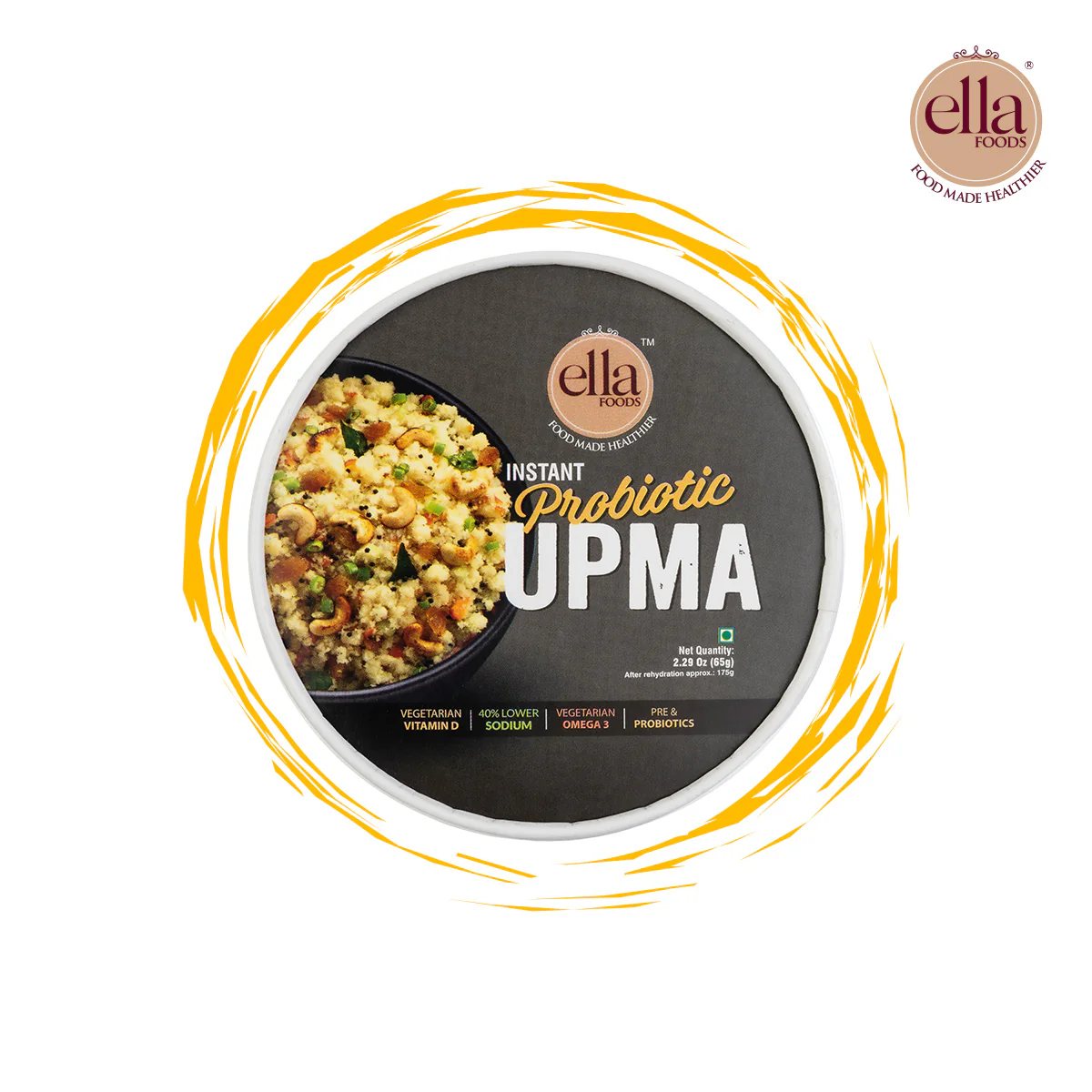 Ella Foods Probiotic Instant Upma | Ready to Eat | Added Pre & Probiotics | 65g | Shelf Life: 6 Months | Combo Pack - Image 4