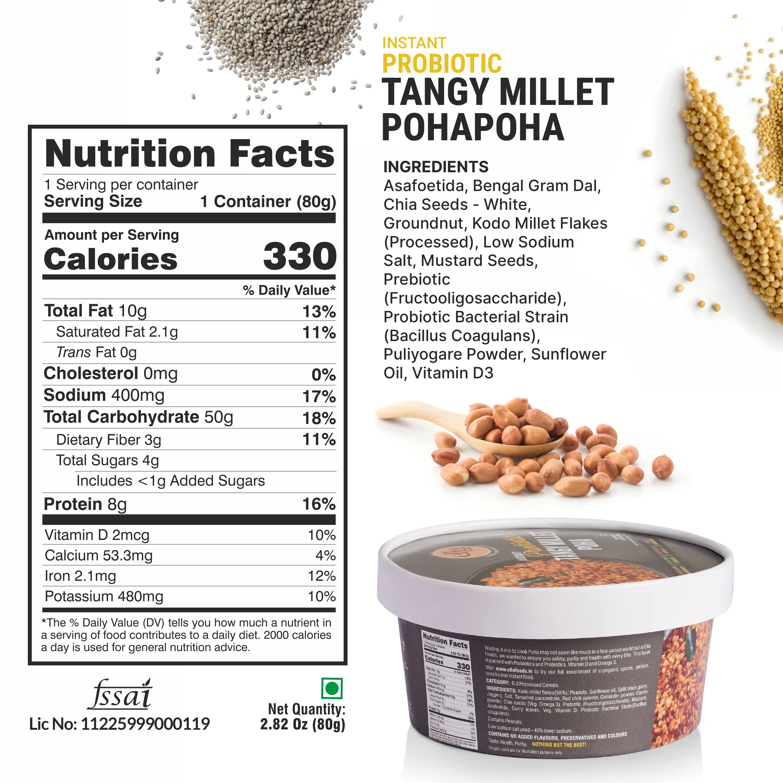 Ella Foods Ready to Eat Poha Combo Pack | Instant Poha 65g & Tangy Millet Poha 80g | Pack of 10 (5 Each) | No Preservatives | South Indian Breakfast & Snack| Shelf Life: 6 Months - Image 4