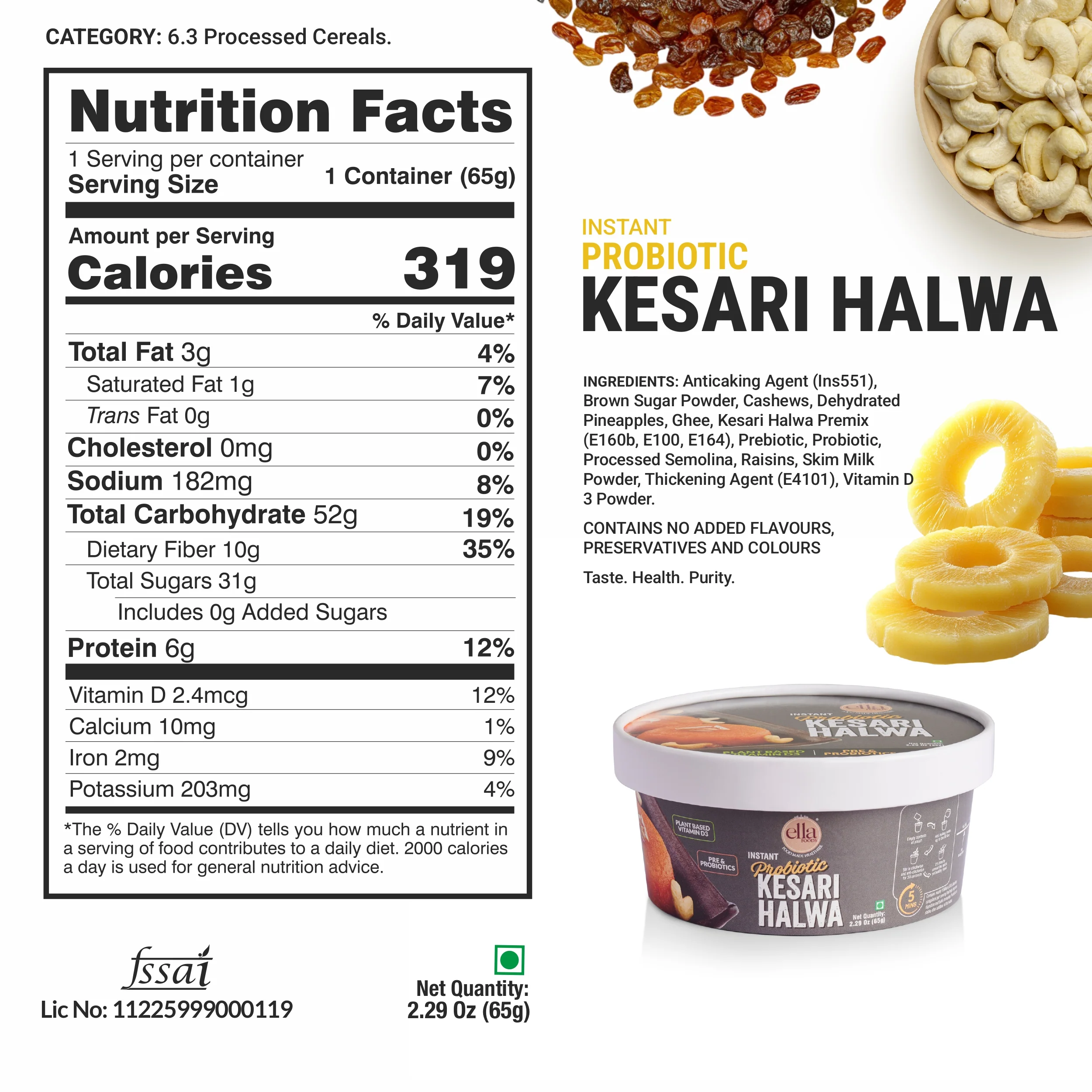 Ella Foods Ready to Eat Breakfast & Snack Combo | Tangy Millet Poha 80g + Instant Poha + Kesari Halwa + Instant Upma | 65g Each |No Preservatives | South Indian Meals | Pack of 4 | With Added Probiotics | Shelf Life: 6 Months - Image 9